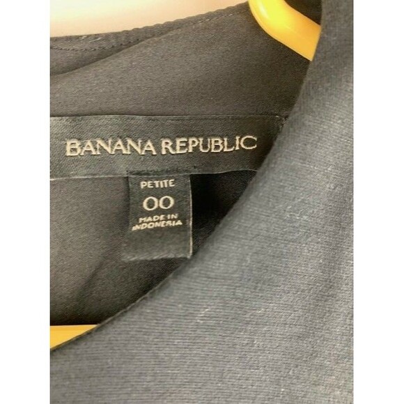 Banana Republic Size 00 Petite Black Dress 3/4 Sleeve Scoop Neck - Picture 4 of 7
